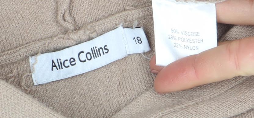 Alice Collins Women's Beige Striped Hooded Pullover Size 18