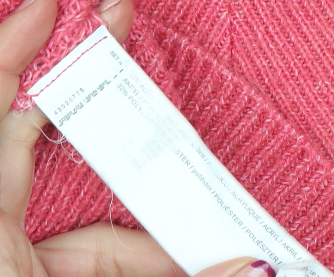 Mango Women’s Pink V-Neck Knit Pullover Jumper Size 12