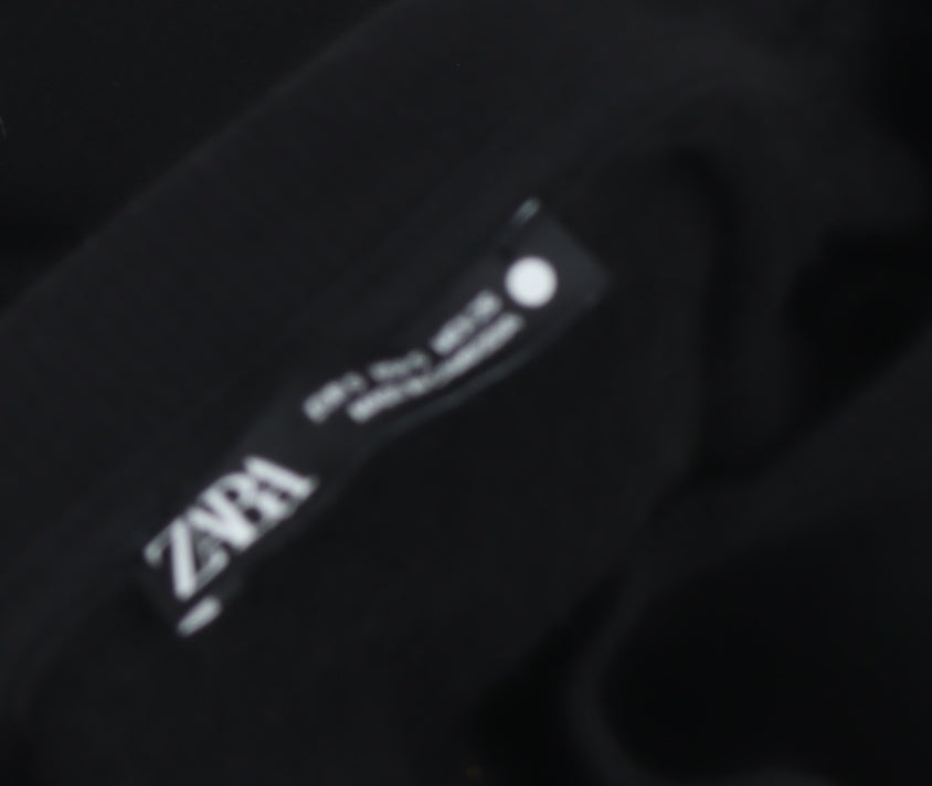 Zara Womens Black Long Sleeve Crew Neck Pullover Sweatshirt Size M
