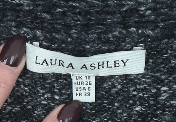 Laura Ashley Women's Grey Ruffle Open Knit Cardigan UK 10