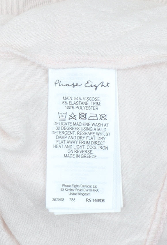 Phase Eight Womens Beige Viscose Blend 3/4 Sleeve V-Neck Tunic Top Size 14