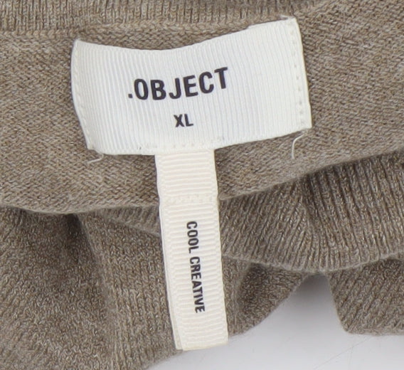 OBJECT Women's Beige Roll Neck Knit Jumper XL