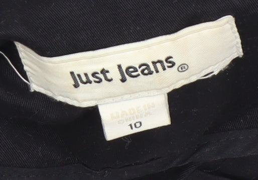 Just Jeans Womens Black Cotton Parka Jacket Size 10 Hooded Casual