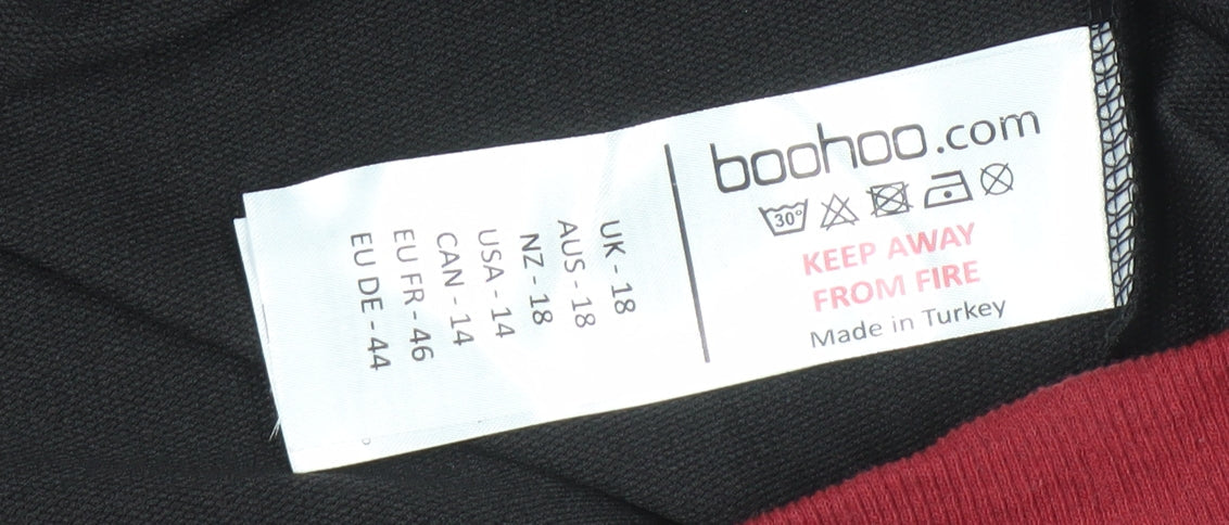 Boohoo Womens Black Red Michigan Pullover Sweatshirt UK 18