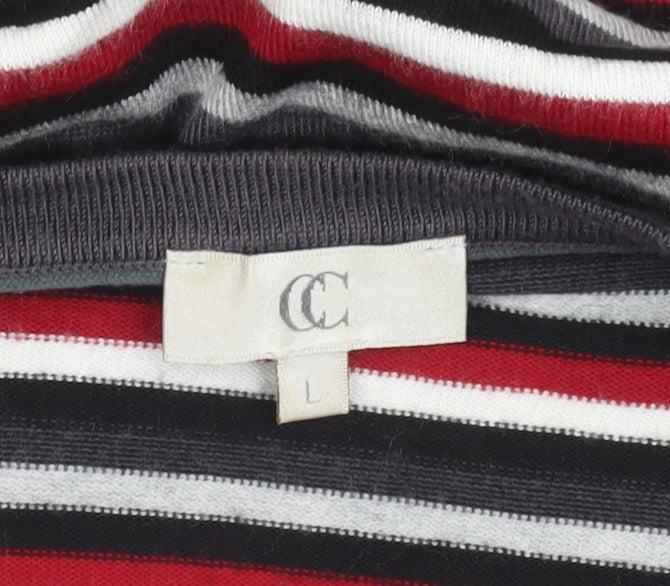 Country Casuals Womens Multicoloured V-Neck Striped Beaded Long Sleeve Jumper Size L