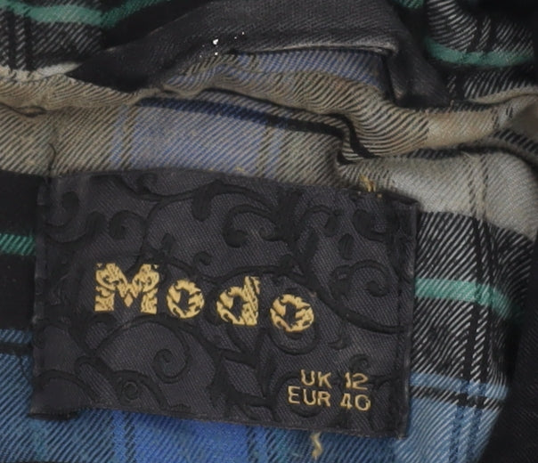 Modo Women Black Cotton Hooded Parka Jacket UK 12