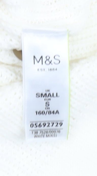 Marks & Spencer Women Ivory Red Striped V-Neck Cardigan Size S