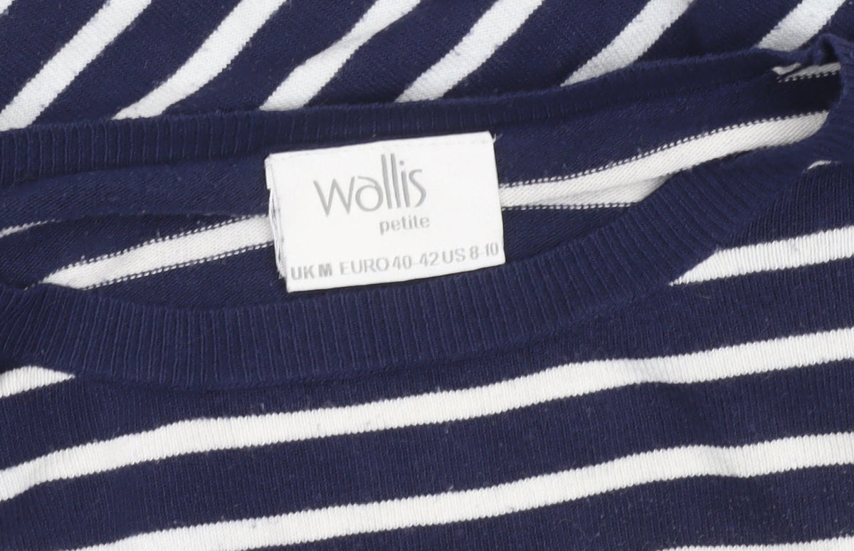 Wallis Petite Women's Blue Striped Crew Neck Long Sleeve Pullover Jumper M