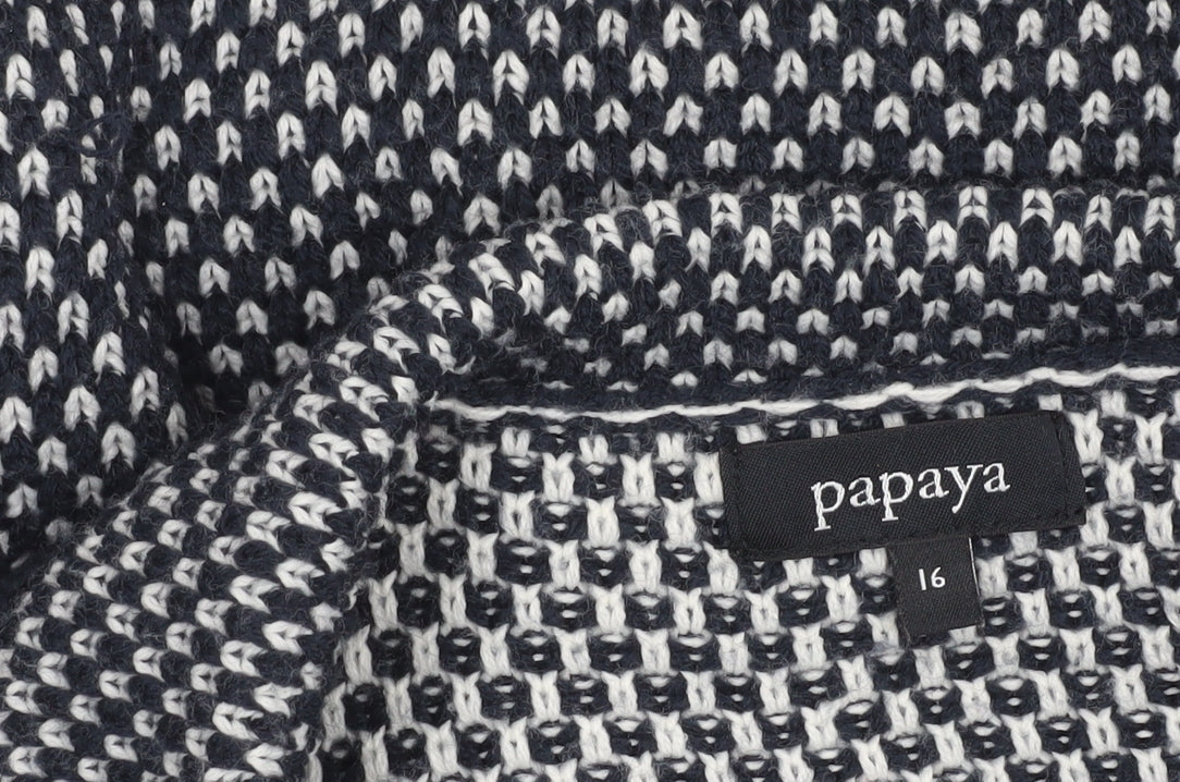 Papaya Women's Black Knit Collared Button Cardigan Size 16