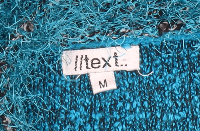 Iltex Women’s Blue Open Knit Open Front Cardigan M Acrylic Blend