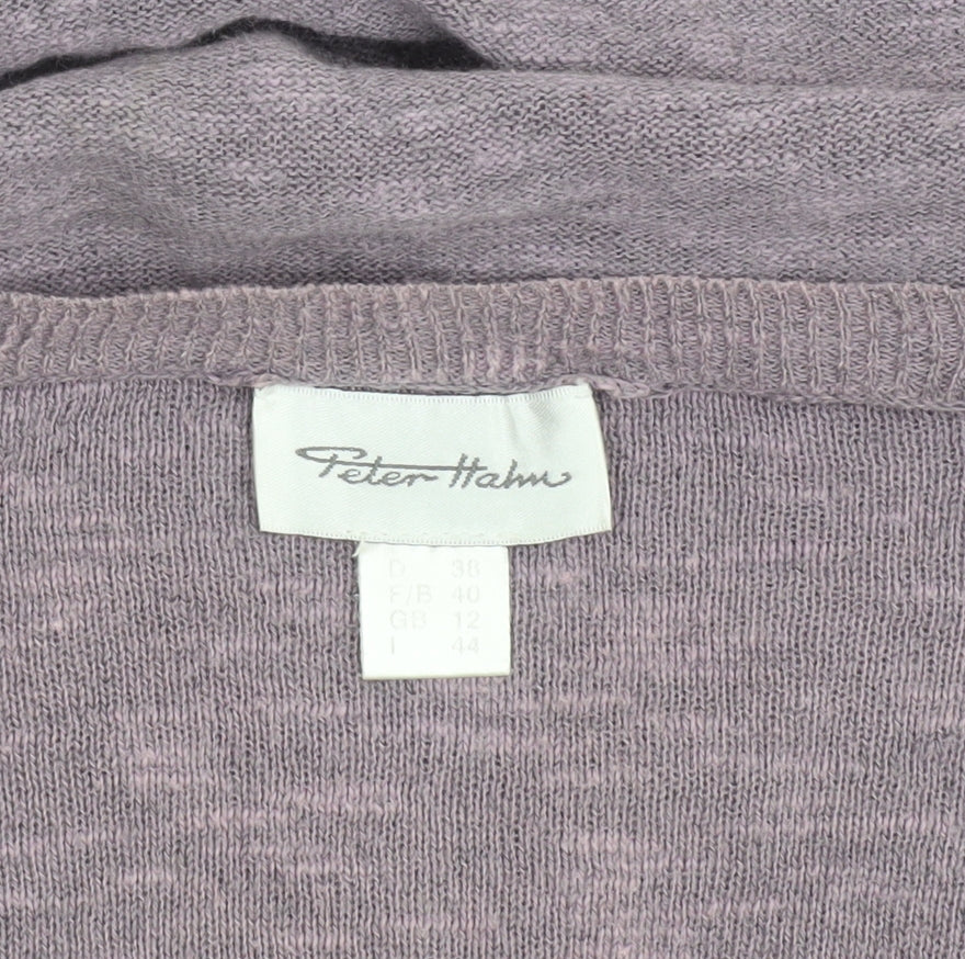Peter Hahn Women's Purple Linen Short Sleeve Scoop Neck Jumper Size 12