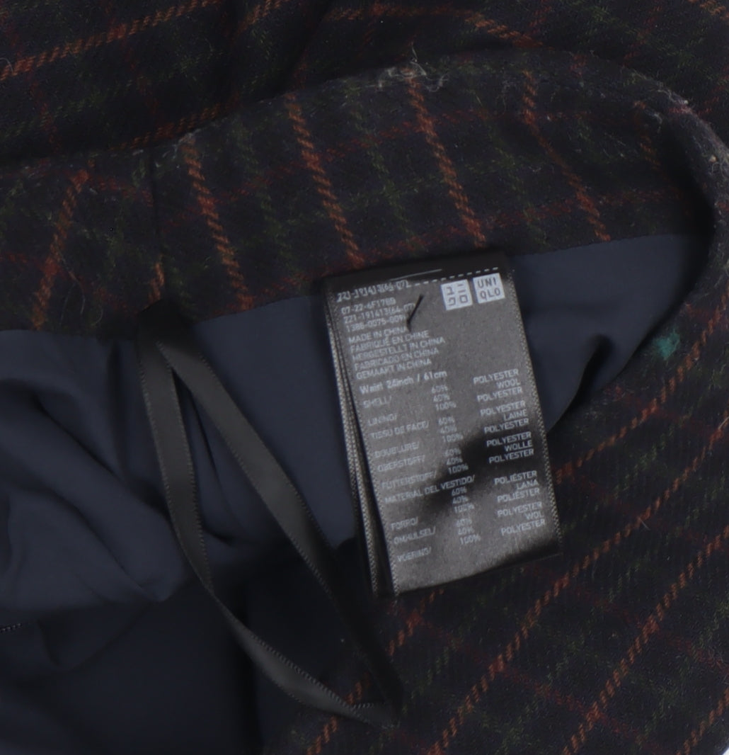 Uniqlo Women's Black Check Wool Blend Pencil Skirt Size 10