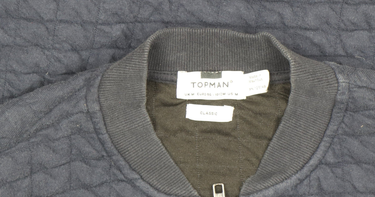 Topman Men’s Blue Quilted Bomber Jacket M Classic Fit