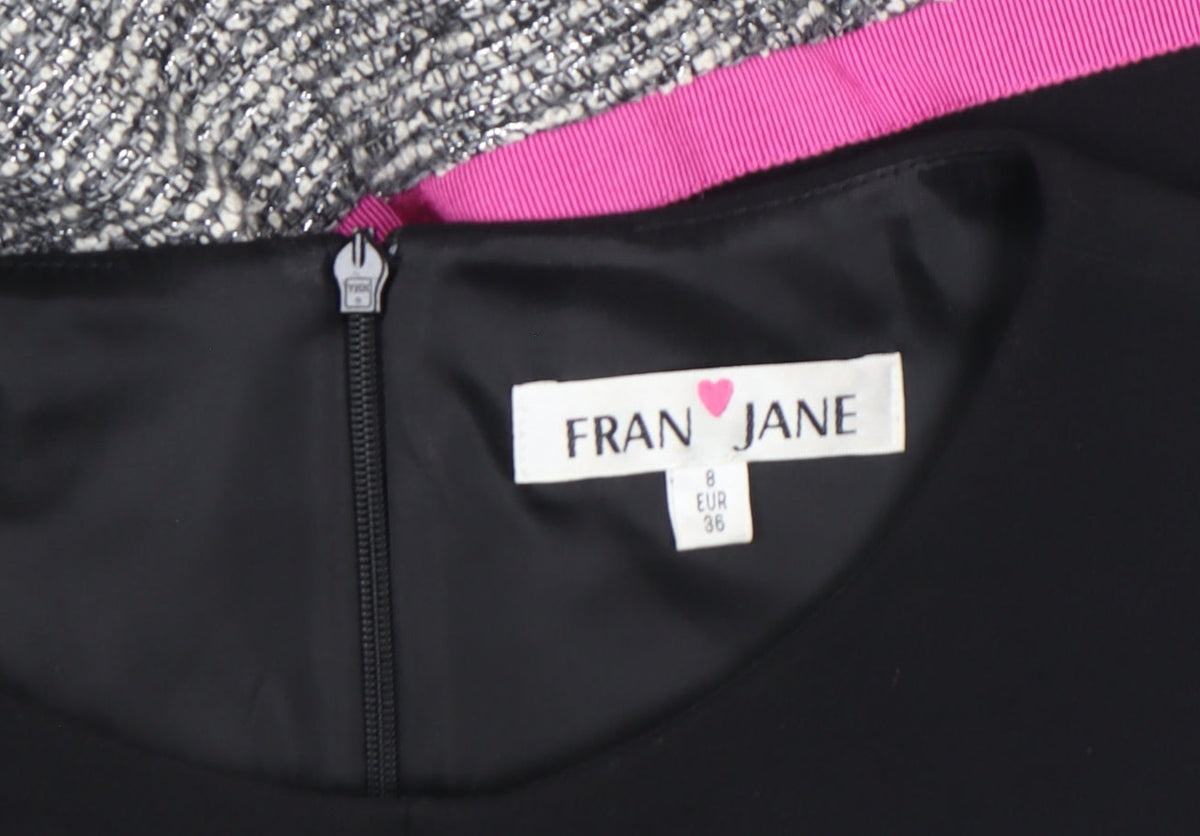 Fran Jane Women’s Black Grey Fit & Flare Dress Size 8