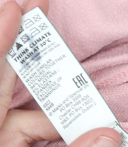 Marks & Spencer Women Pink Size 10 Cotton Elastane Long Sleeve Pullover Sweatshirt