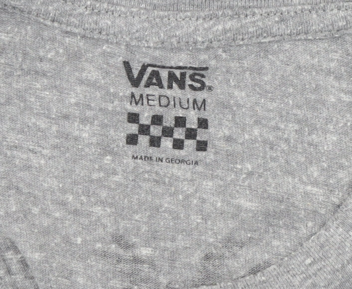 Vans Womens Grey Cropped Long Sleeve Crew Neck T-Shirt Medium