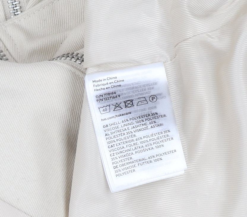 H&M Men Beige L Regular Fit Basic Zip Jacket