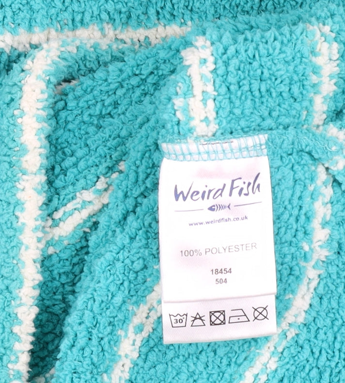 Weird Fish Womens Blue Striped Pullover Fleece Sweatshirt Size 12