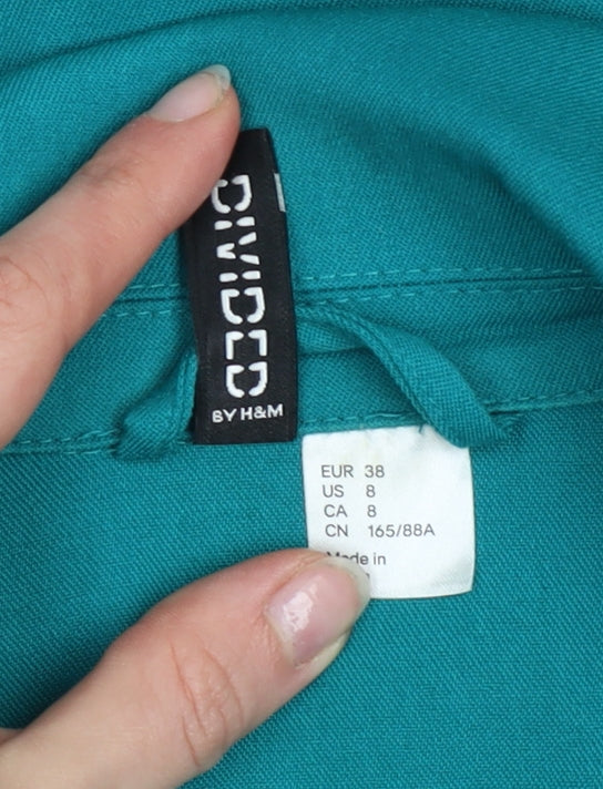 H&M Divided Women Green Cotton Blend Blazer Size 10