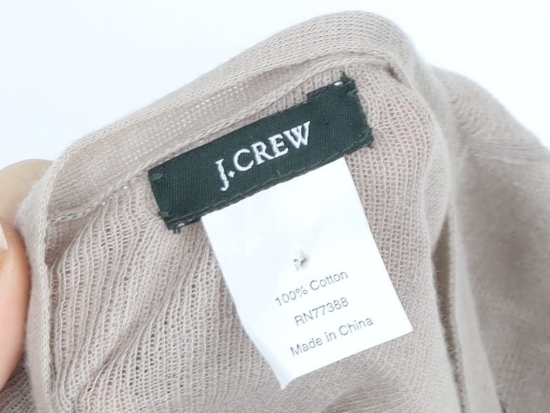 J.Crew Women Beige Sequin V-Neck Cotton Button-Up Cardigan M
