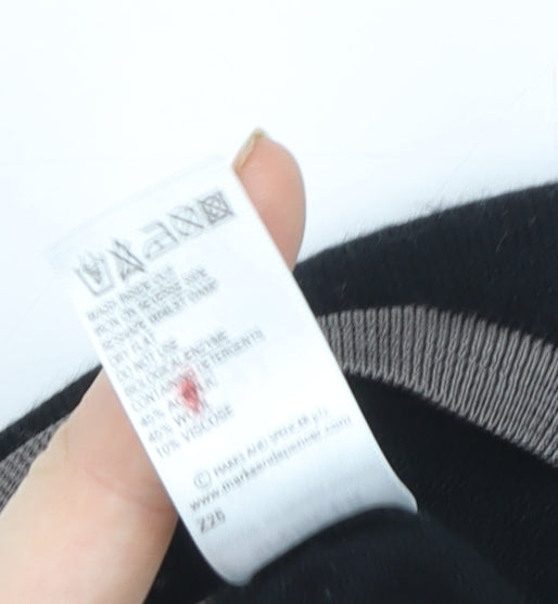 Marks & Spencer Women's Black Beaded Wool Blend Short Sleeve Knit Top Size 12