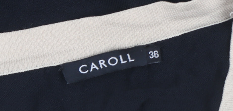 Caroll Women’s Black & Beige Wrap Blouse Size 8