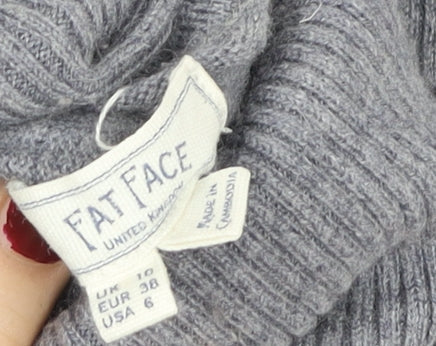 FatFace Women’s Grey Wool Knit Roll Neck Jumper Dress Size 10