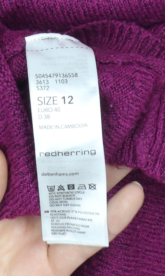 Red Herring Women’s Purple Mock Neck Long Sleeve Jumper Size 12
