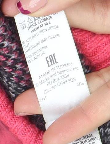 Bonmarché Women's Pink Chunky Knit V-Neck Button Pullover Jumper Size L