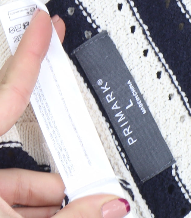 Primark Women’s Black & White Striped V-Neck Knit Cardigan L