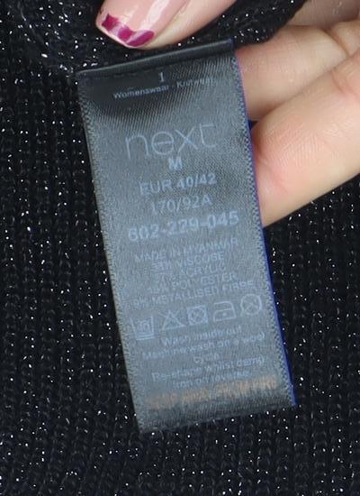 Next Women's Black Glitter Open Knit Long Sleeve Cardigan M