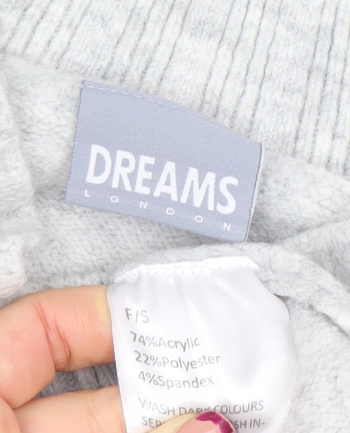 Dreams London Women's Grey V-Neck Knit Pullover Jumper One Size