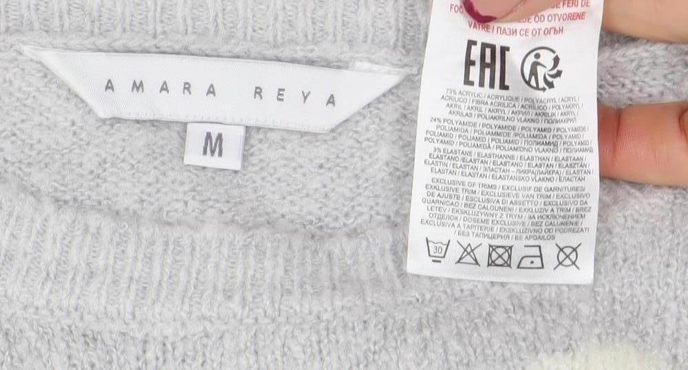 Amara Reya Womens Grey Polka Dot Wool Blend Crew Neck Jumper M