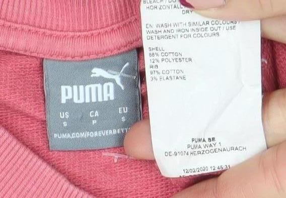 Puma Women Pink Crew Neck Long Sleeve Pullover Sweatshirt Size S