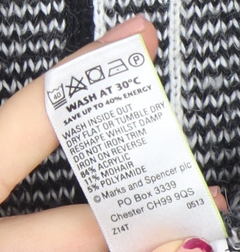 Marks & Spencer Womens Grey Check Knit Pullover Jumper Size 10