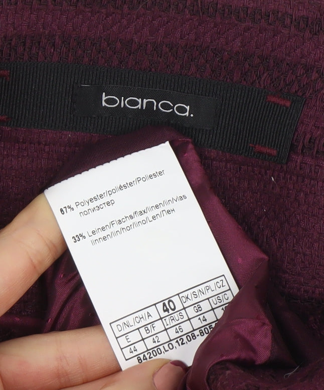 Bianca Women’s Purple Striped Lined Single-Breasted Blazer Size 14