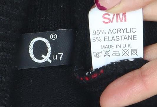 Q7 Women's Black Cardigan S Long Sleeve Knit Open Front