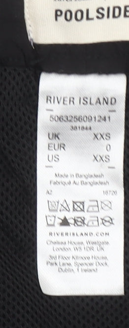 River Island Women Black 2XS Bermuda Poolside Drawstring Shorts