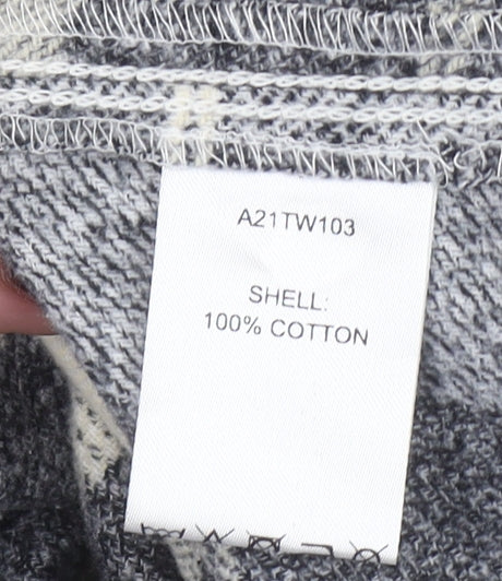 Sonsandar Womens Grey Check Cotton Shirt Dress Size 10 Long Sleeve