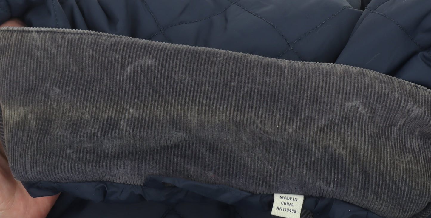 Jack Wills Women's Navy Blue Quilted Jacket UK 8 Cord Collar