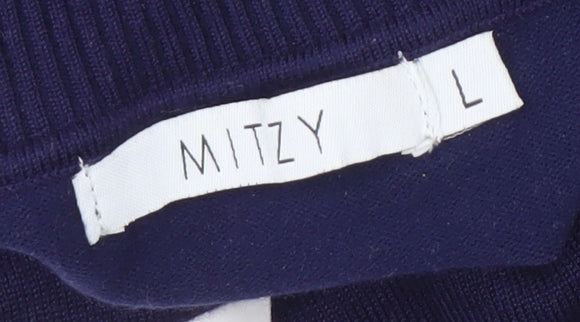Mitzy Women's Navy Roll Neck Button Side Jumper Sweater L