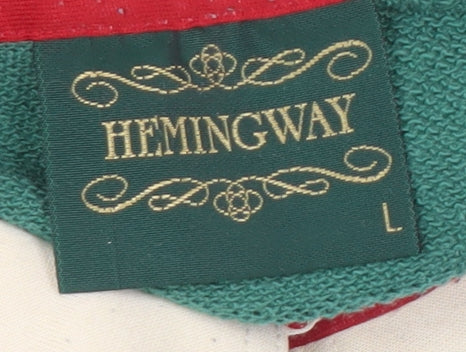 Hemingway Men’s Green Cotton Blend Golf Embroidered Collared Sweatshirt L