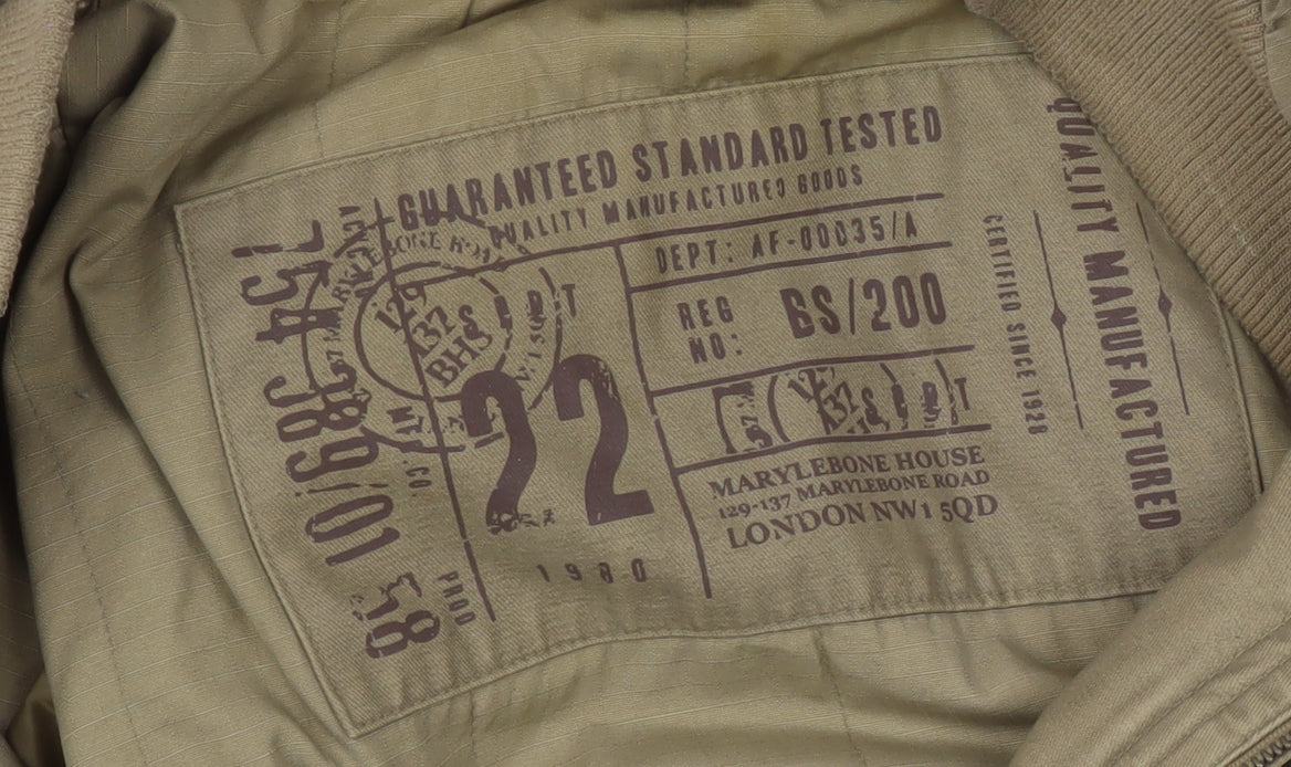 BHS Men’s Beige Cotton Zip-Up Basic Jacket L 42in Classic Style