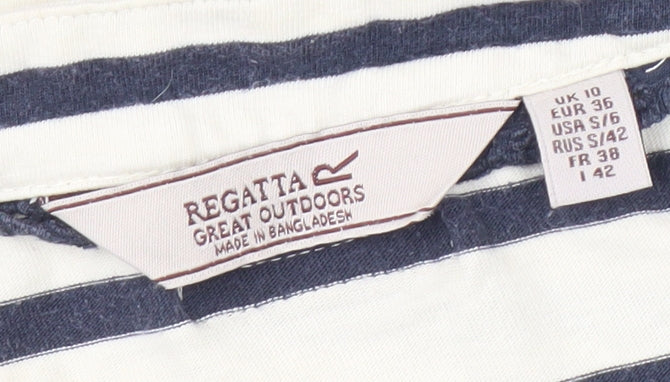 Regatta Women’s Blue Striped Cotton Long Sleeve Nautical T-Shirt Size 10
