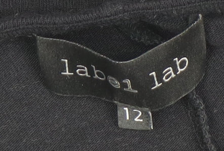 Label Lab Women Black Long Sleeve Asymmetrical Tunic Top Size 12
