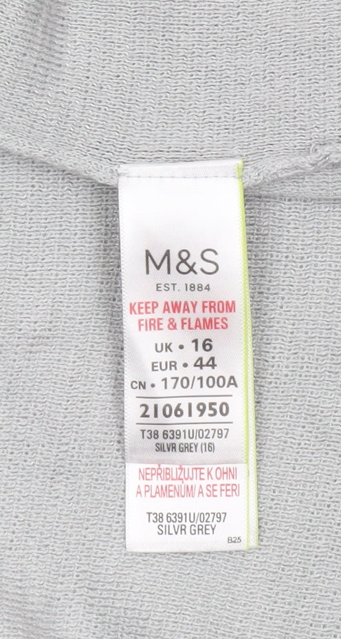 Marks & Spencer Women Silver Grey Size 16 Open Cardigan with Ruffle Sleeves