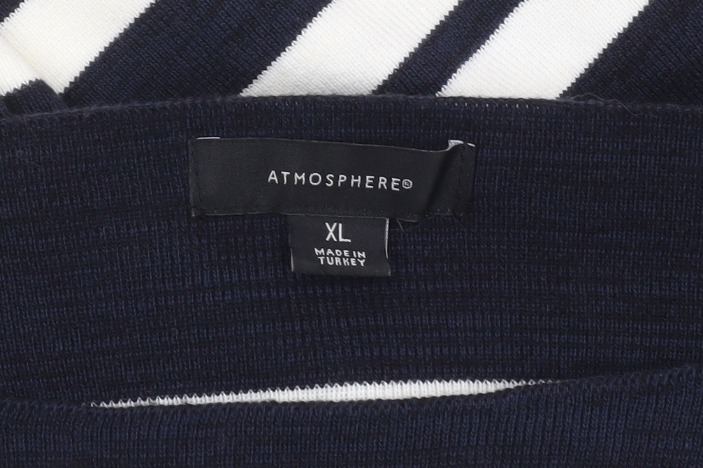 Atmosphere Womens Blue Striped Boat Neck 3/4 Sleeve Jumper XL