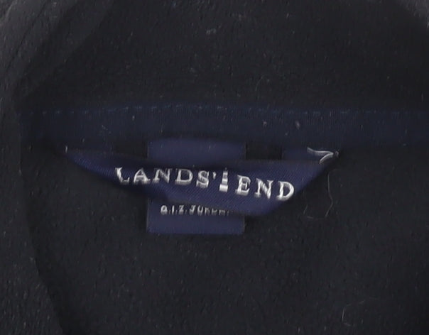 Lands' End Women Black Fleece 1/4 Zip Pullover Sweatshirt Size 10-12