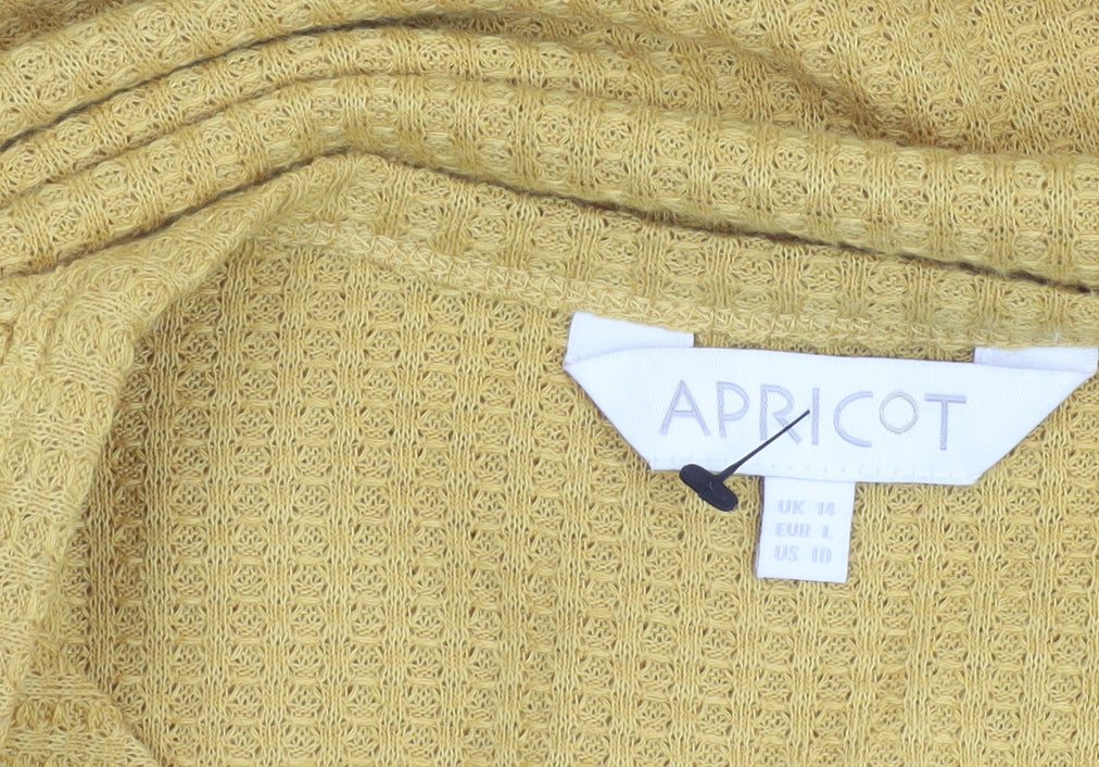 Apricot Women Yellow Button Henley Relaxed Knit Blouse Size 14
