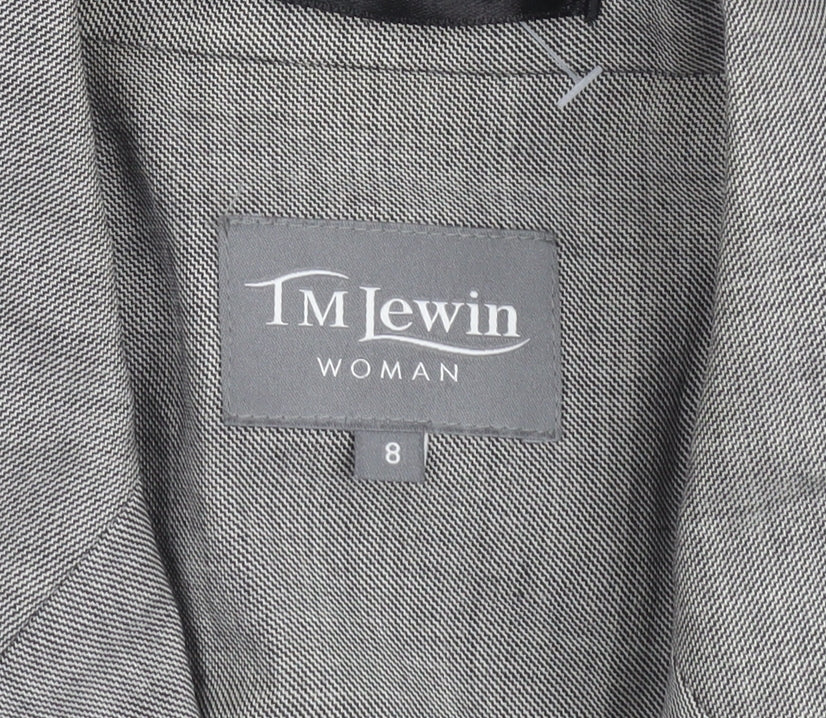 TM Lewin Woman Grey Wool Single-Breasted Blazer Size 8